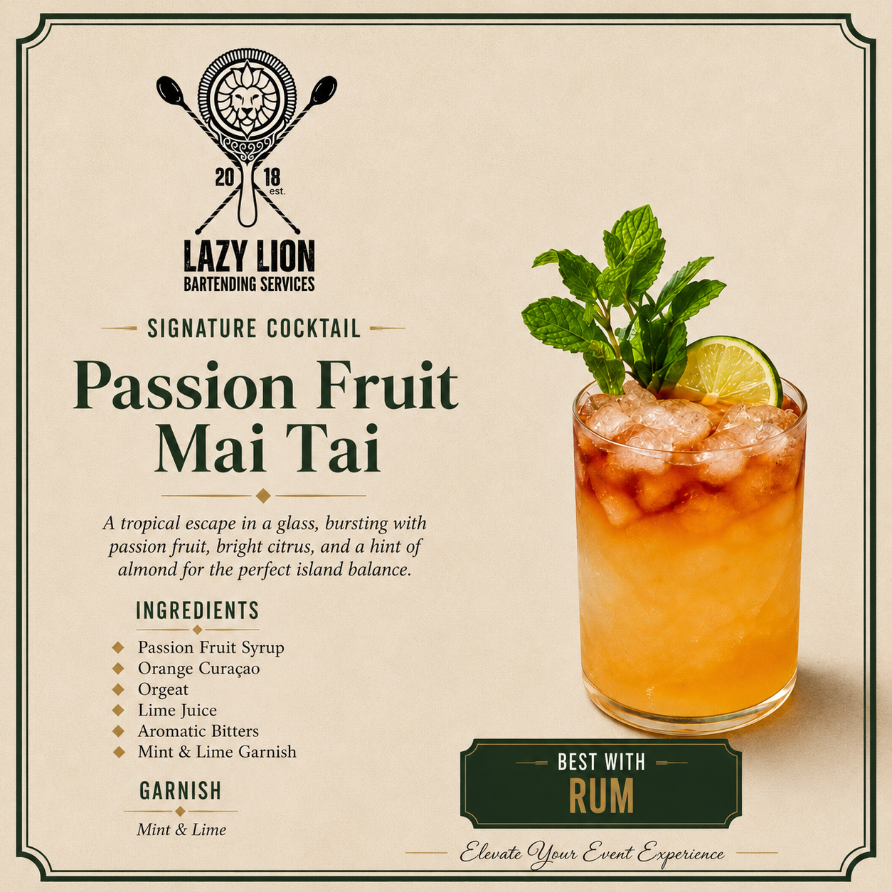 Passion Fruit Mai Tai Signature Cocktail